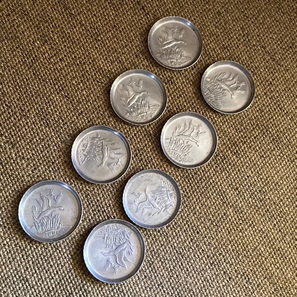 Vintage Aluminum Duck Coasters set of 8